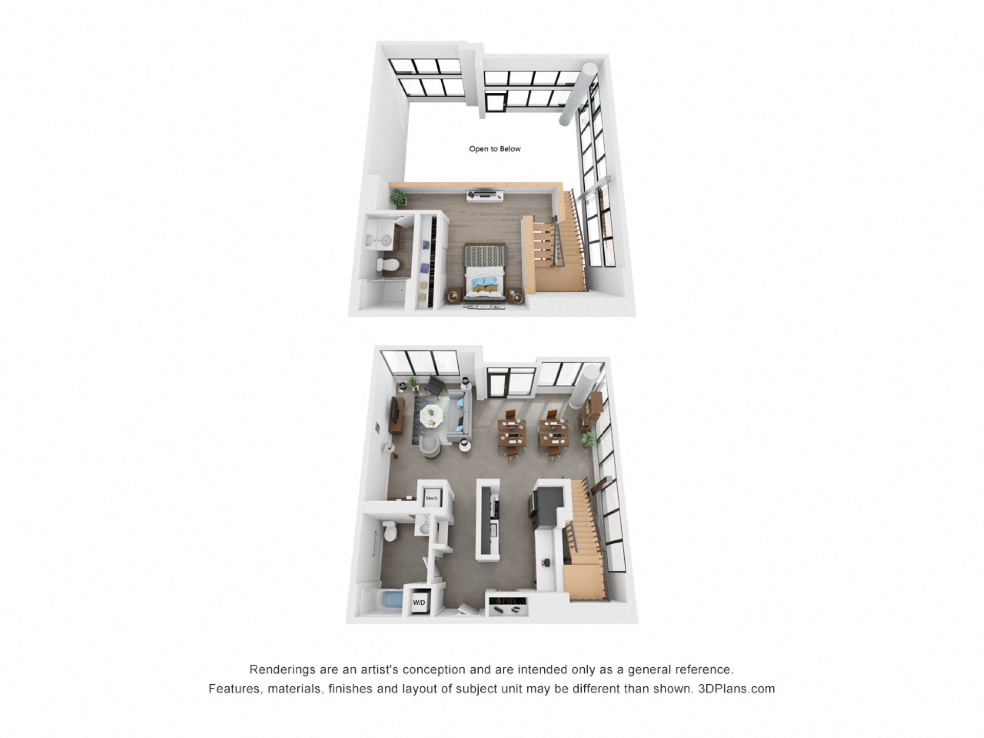 Floor plan for 1 bed, 1 bath, 1343 sqft